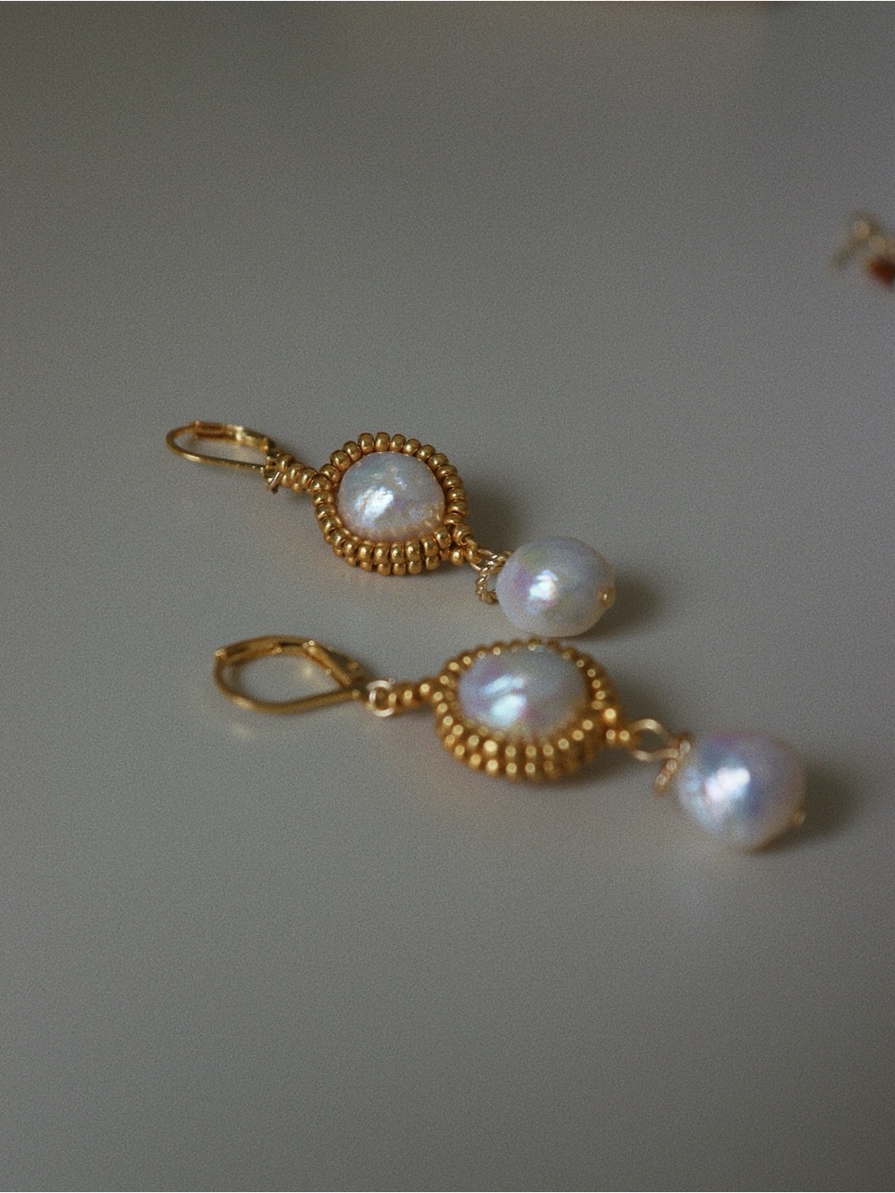 Handmade Beaded Baroque Pearl Drop Earrings